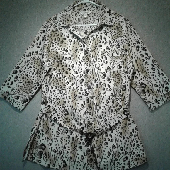 Leopard Print Short Sleeve Belted Tunic Top  Size 18W - Picture 7 of 13